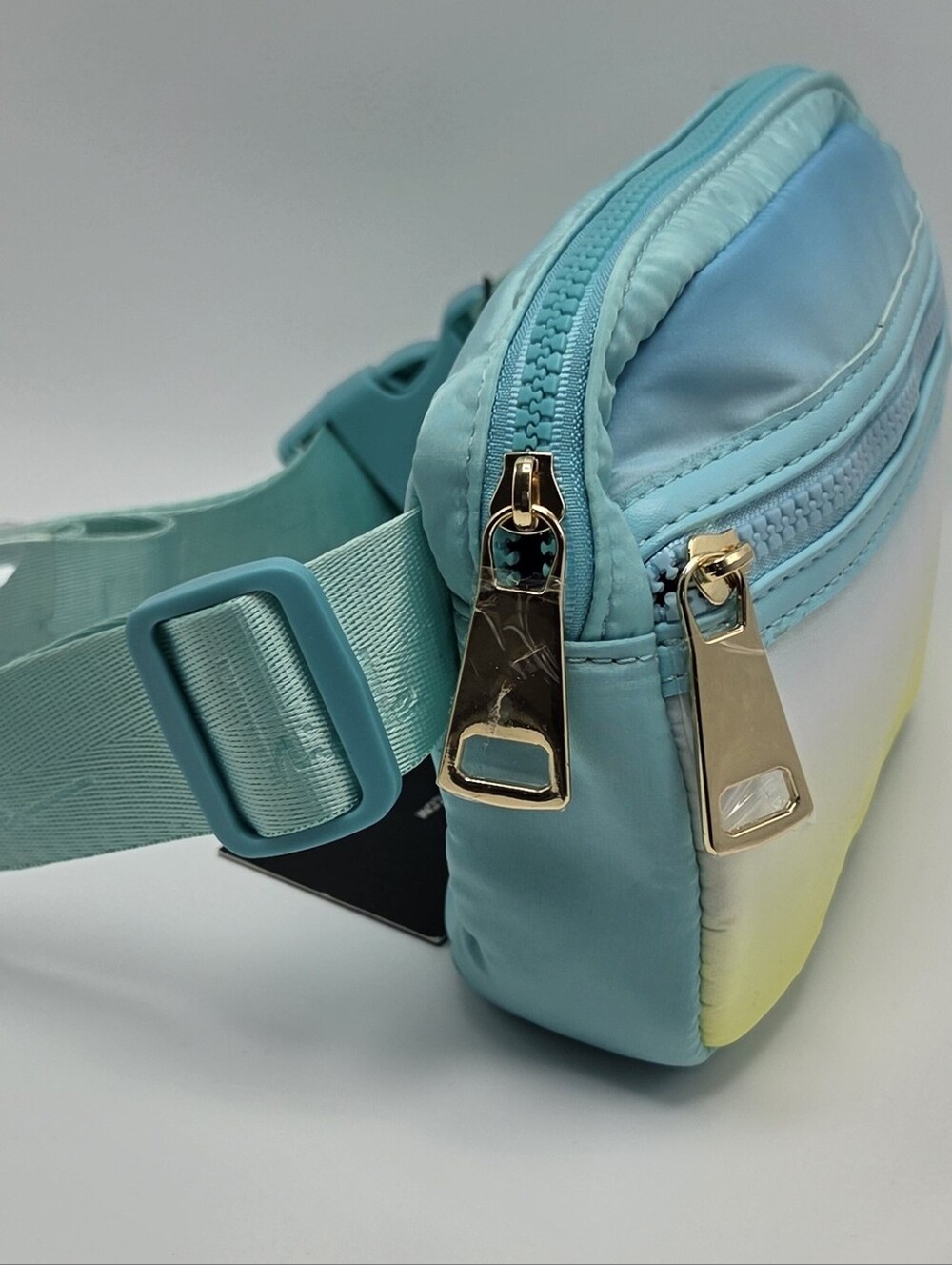 Nicole Miller Women's Nylon Crossbody Fanny Pack Belt Bag Aqua/Yellow Gradient - Picture 6 of 11